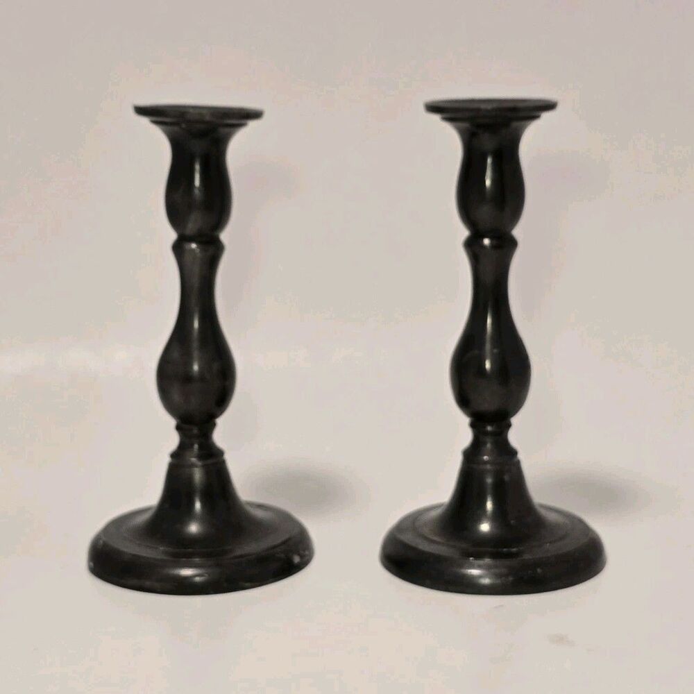 Pair of Pewter Candlesticks 7 Inch Collectible Metalware